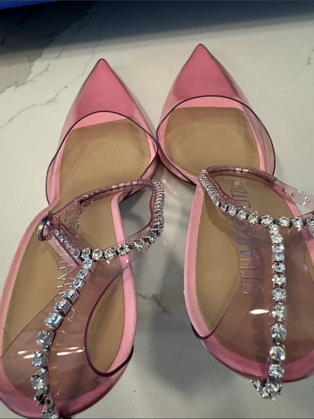 Stuart Weitzman Pink Crystal-Ankle PVC Pointed-Toe Pumps 10 - Picture 4 of 10